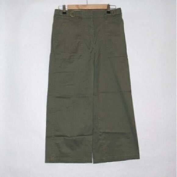 NWT WHBM WIDE LEG CROP PANTS GREEN - Picture 2 of 10